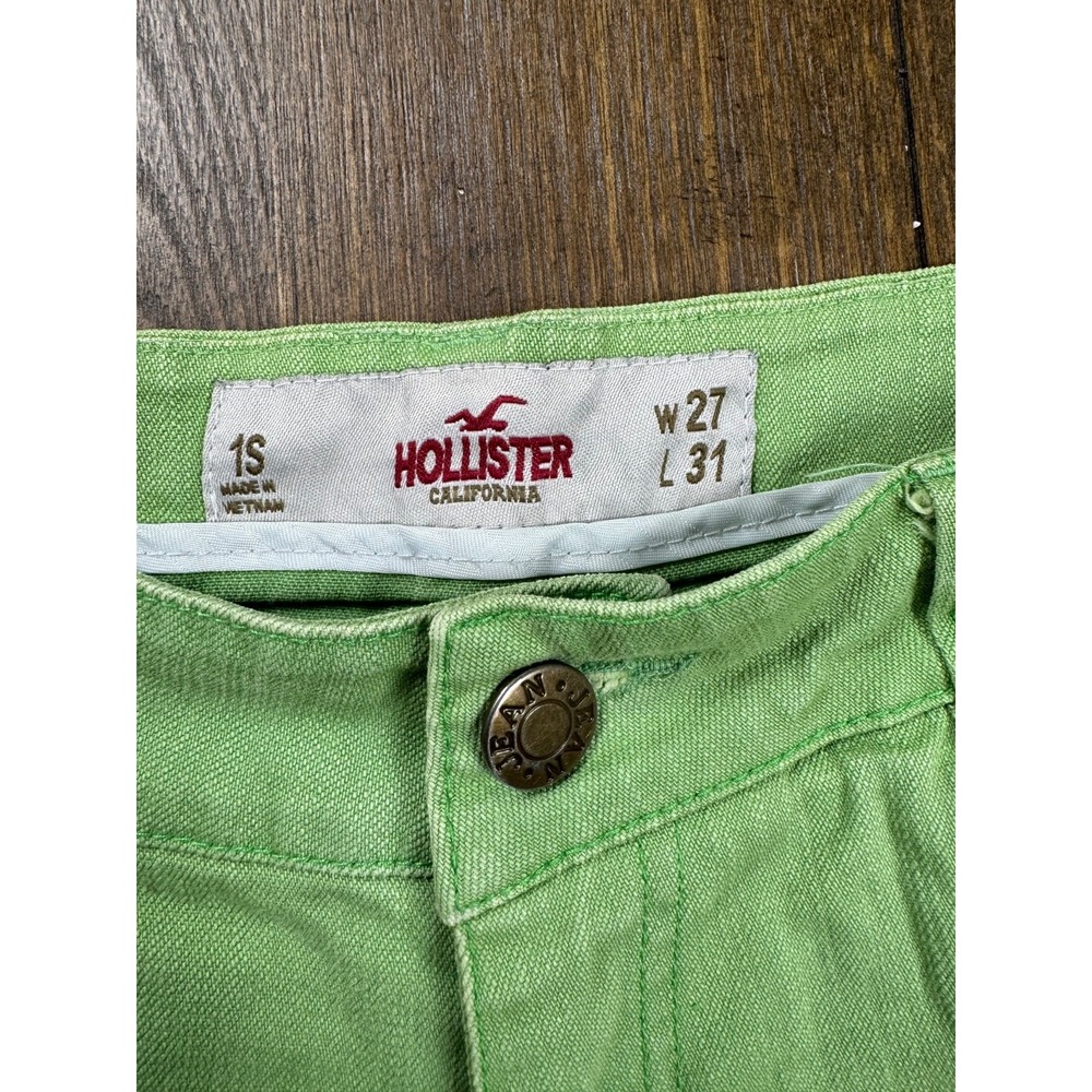 Hollister Women's Denim Short Shorts Size 1S W27 Green Distressed Low Rise - Picture 4 of 5